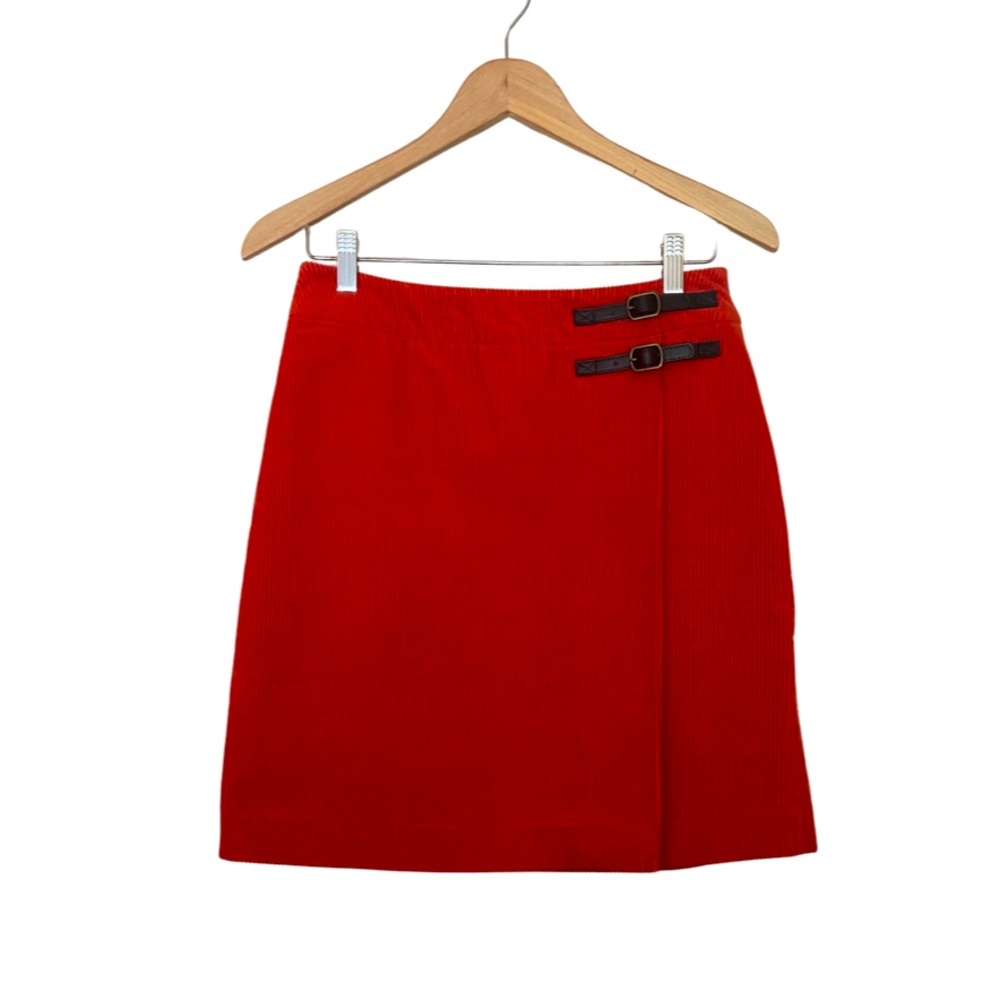 Boden | Pumpkin Orange Corduroy Wrap Style Skirt - Picture 2 of 15